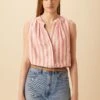 Dawn Linen Blouse - Rust Natural Stripe