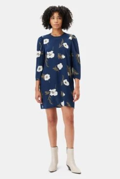 Drapsify Sales Store 33 Darla 3/4 Sleeve Washable Silk Dress - Luna