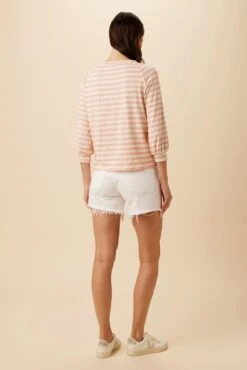 Issa Reverie Knit Tee - Rose Natural Stripe -Drapsify Sales Store 10263 Issa Stripe Rose and Ivory 3