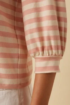 Issa Reverie Knit Tee - Rose Natural Stripe -Drapsify Sales Store 10263 Issa Stripe Rose and Ivory 4