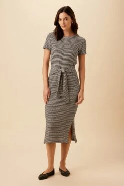 Colombe Scallop Knit Dress - Natural Black