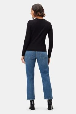 Eleanor Long Sleeve Baby Rib Tee - Black -Drapsify Sales Store 10277 Eleanor LS Black 3