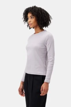 Eleanor Long Sleeve Baby Rib Tee - Lilac 6 Eleanor Long Sleeve Baby Rib Tee - Lilac -Drapsify Sales Store 10277 Eleanor LS Lilac 2
