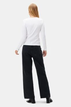 Eleanor Long Sleeve Baby Rib Tee - White -Drapsify Sales Store 10277 Eleanor LS White 3