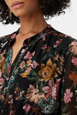 Malta Viscose Chiffon Long Sleeve Dress - Rosalind Floral Black -Drapsify Sales Store 10294 LS Malta Chiffon Rosalind Black 4