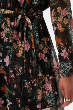 Malta Viscose Chiffon Long Sleeve Dress - Rosalind Floral Black -Drapsify Sales Store 10294 LS Malta Chiffon Rosalind Black 5