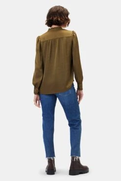 Charlotte Blouse - Bronzed Olive 7 Charlotte Blouse - Bronzed Olive -Drapsify Sales Store 10310 LS Charlotte Novelty Bronzed Olive 3