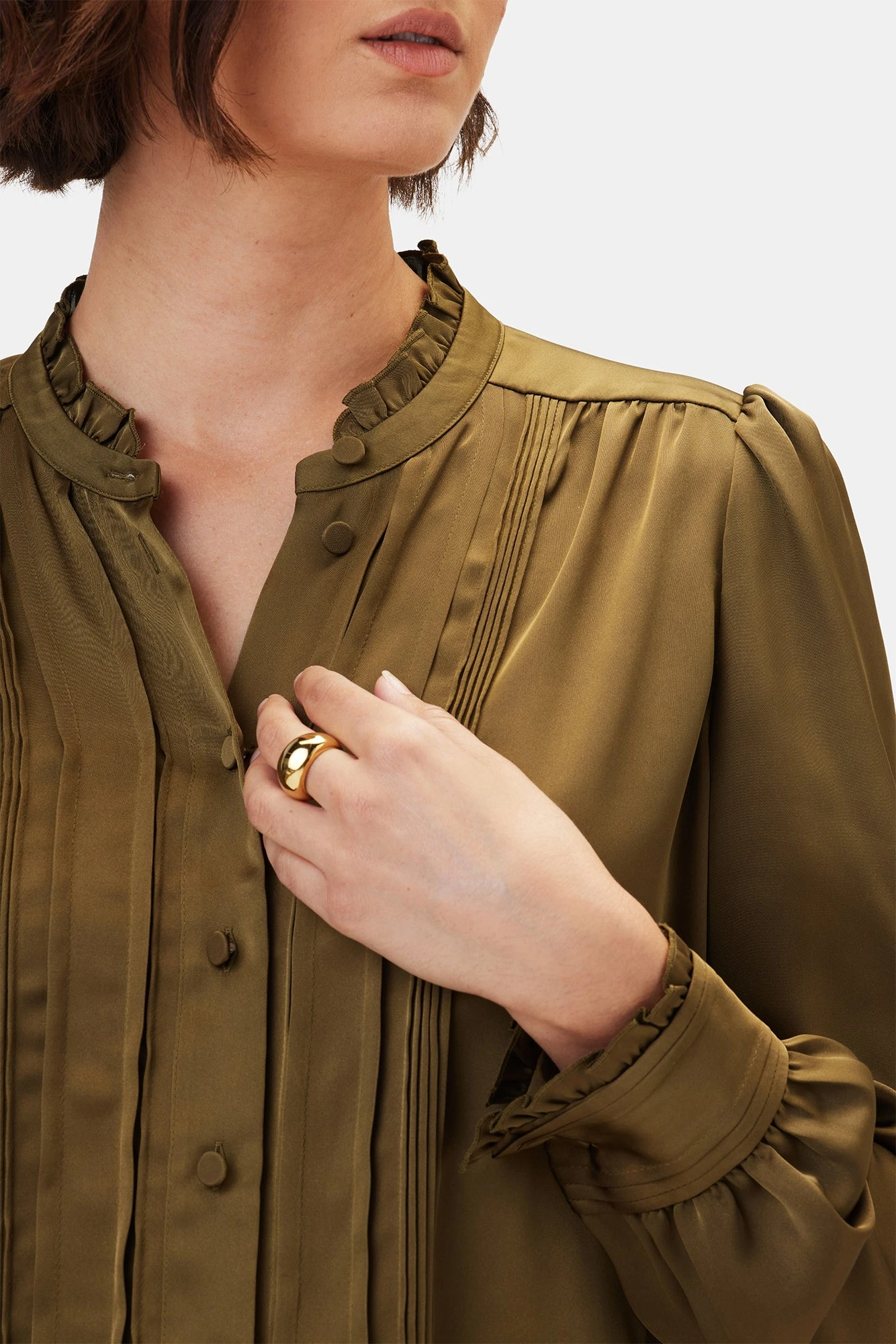 Charlotte Blouse - Bronzed Olive 1 Charlotte Blouse - Bronzed Olive