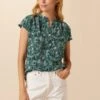 Renata Washable Silk Blouse - Green Palm