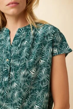 Renata Washable Silk Blouse - Green Palm -Drapsify Sales Store 1068 Renata Green Palm 4