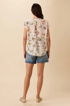 Renata Washable Silk Blouse - Botanic Floral Ivory -Drapsify Sales Store 1068 Renata Silk Botanic Floral Ivory 3