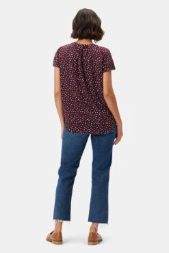 Renata Washable Silk Blouse - Doucet Dot Vineyard -Drapsify Sales Store 1068 Renata Silk Doucet Dot Vineyard 3