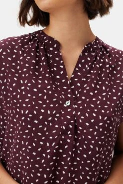 Renata Washable Silk Blouse - Doucet Dot Vineyard -Drapsify Sales Store 1068 Renata Silk Doucet Dot Vineyard 4