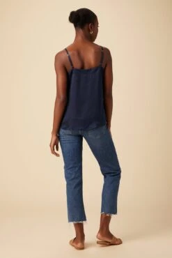 Barlow Cottonseed Cupro Cami - Navy 6 Barlow Cottonseed Cupro Cami - Navy -Drapsify Sales Store 11 9604 Barlow Navy 3