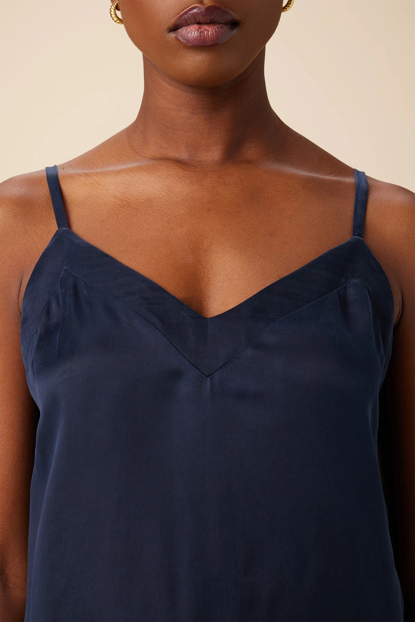 Barlow Cottonseed Cupro Cami - Navy 4 Barlow Cottonseed Cupro Cami - Navy - Image 4