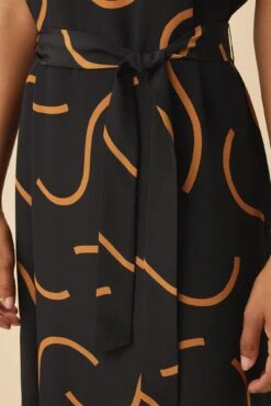 Cindra Washable Silk Midi Dress - Waves Caramel -Drapsify Sales Store 11 9674 Cindra Waves Caramel 4