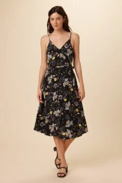 Varden Washable Silk Dress - French Jardin Black