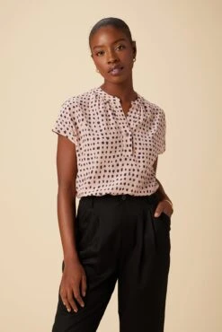 Drapsify Sales Store 4 Renata Washable Silk Blouse - Valencia Dot Pink