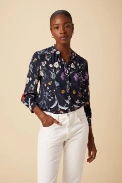 Charlotte 3/4 Sleeve Ecovero Blouse - Gemini Navy