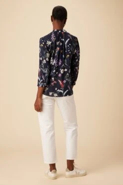 Charlotte 3/4 Sleeve Ecovero Blouse - Gemini Navy -Drapsify Sales Store 16 10143 Charlotte Viscose Gemini Navy 3