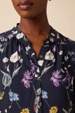 Charlotte 3/4 Sleeve Ecovero Blouse - Gemini Navy -Drapsify Sales Store 16 10143 Charlotte Viscose Gemini Navy 4