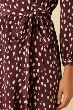 Elma Washable Silk Dress - Pebble Dot Plum -Drapsify Sales Store 19 9555 Elma Plum Ivory 5