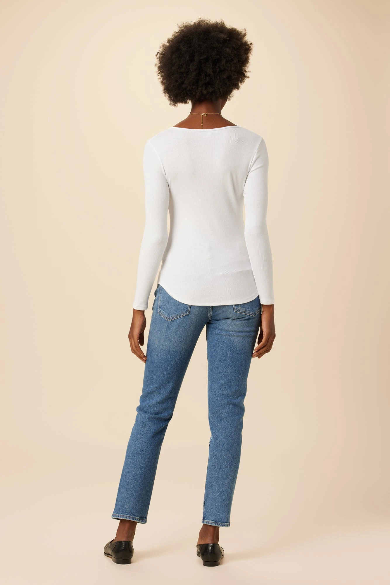 Itana Long Sleeve Dream Rib Tee - White 3 Itana Long Sleeve Dream Rib Tee - White - Image 3