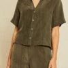 Monroe Cottonseed Cupro Pajama Top - Olive