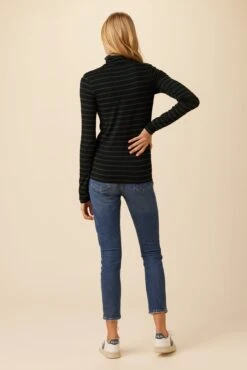 Flannery Dream Knit Turtleneck - Black Spruce Stripe -Drapsify Sales Store 2518 Flannery Stripe Harbor Stripe Black Spruce 3