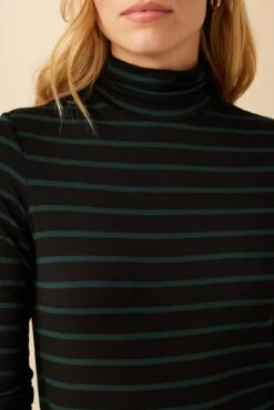 Flannery Dream Knit Turtleneck - Black Spruce Stripe -Drapsify Sales Store 2518 Flannery Stripe Harbor Stripe Black Spruce 4