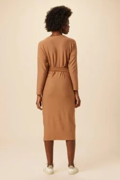 Russo Luxe Fleece Dress - Camel -Drapsify Sales Store 28 0050R1 Russo Camel 3