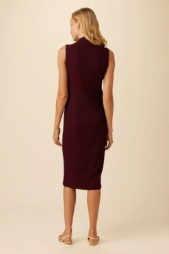 Lux Paris Rib Midi Dress - Plum -Drapsify Sales Store 3002R1 SL Lux Plum 3