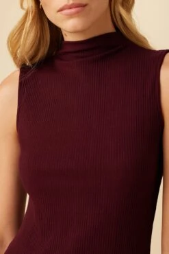 Lux Paris Rib Midi Dress - Plum -Drapsify Sales Store 3002R1 SL Lux Plum 4