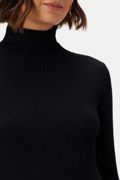 Lux Paris Rib Turtleneck - Black -Drapsify Sales Store 3800R1 Lux Turtleneck Black 4