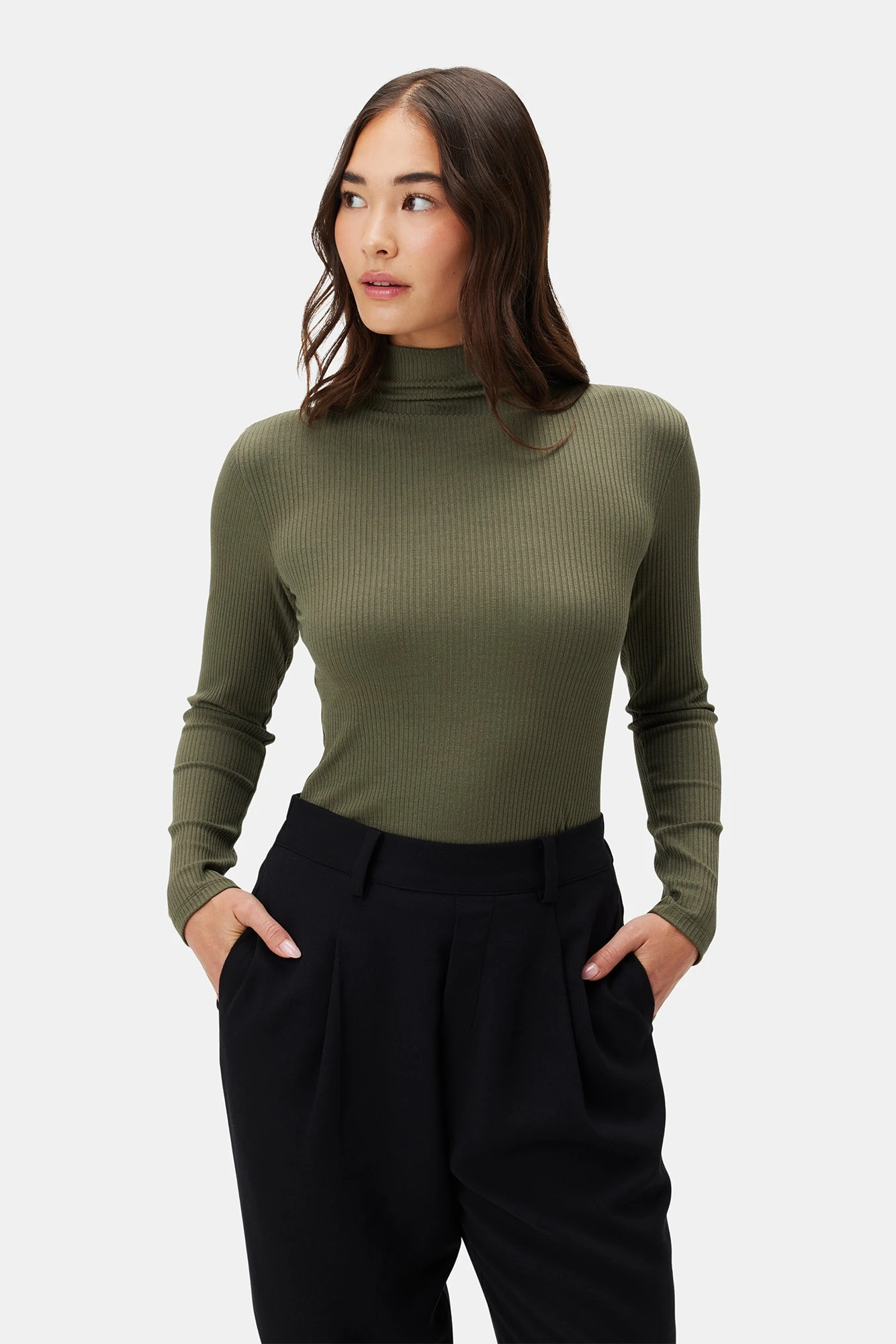 Lux Paris Rib Turtleneck - Calla Green 2 Lux Paris Rib Turtleneck - Calla Green - Image 2