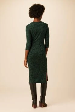 Colombe 3/4 Sleeve Reverie Knit Dress - Forest Leopard -Drapsify Sales Store 6054 3 4 Slv Colombe Forest Leopard 3