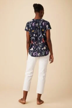 Renata Ecovero Blouse - Gemini Navy -Drapsify Sales Store 607 Renata Ecovera Viscose Gemini Navy 3