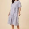 Adele Upcycled Midi Dress - Navy White Stripe