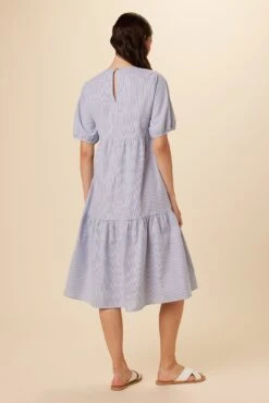 Adele Upcycled Midi Dress - Navy White Stripe -Drapsify Sales Store 7543 Adele Navy White Stripe 3