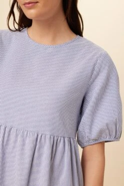 Adele Upcycled Midi Dress - Navy White Stripe -Drapsify Sales Store 7543 Adele Navy White Stripe 4