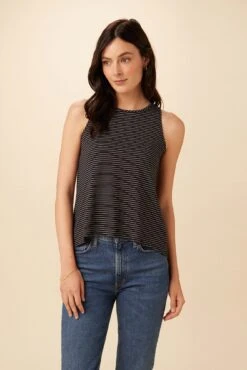Sadie Tencel Slub Tank - Gigi Black Stripe