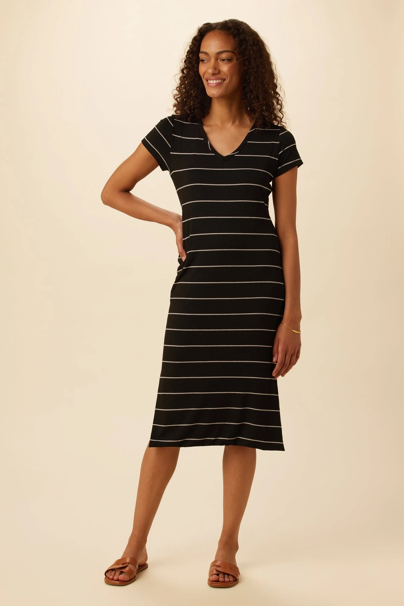 Miley Dream Knit Dress - Havana Stripe Black 1 Miley Dream Knit Dress - Havana Stripe Black
