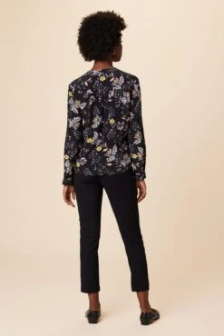 Kaya Washable Silk Blouse - French Jardin Black -Drapsify Sales Store 8509 Kaya French Jardin Black 3