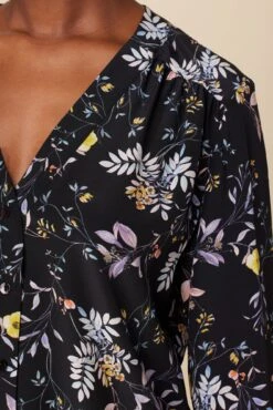 Kaya Washable Silk Blouse - French Jardin Black -Drapsify Sales Store 8509 Kaya French Jardin Black 4