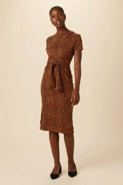 Colombe Reverie Knit Dress - Almond Leopard Print