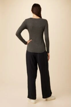 Itana Long Sleeve Dream Rib Tee - Anthracite -Drapsify Sales Store 9456 LS Itana Anthracite 3