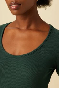 Itana Long Sleeve Dream Rib Tee - Darkest Spruce -Drapsify Sales Store 9456 LS Itana Darkest Spruce Rib 4