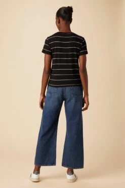 Berkeley Dream Knit Tee - Black Havana Stripe -Drapsify Sales Store 9493 SS Berkeley Black Havana Stripe 3