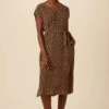 Cindra Washable Silk Midi Dress - Caramel Sauvage
