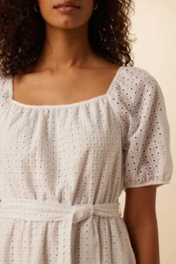 Michelle Cotton Eyelet Dress - White -Drapsify Sales Store 9987 Michelle Eyelet White 4
